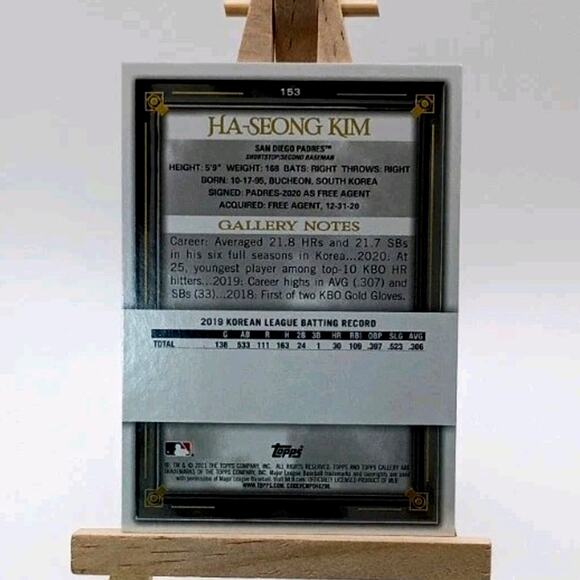 2021 Topps Gallery - Ha-Seong Kim #153 (RC) San Diego Padres - Picture 4 of 4